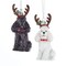 CC Christmas Decor Pack of 8 Black and White Poodle with Antlers and Holly Plant Hanging Glass Ornaments 4"